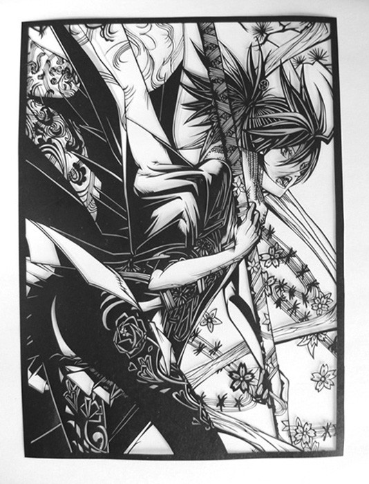 『切り絵』 和物少女