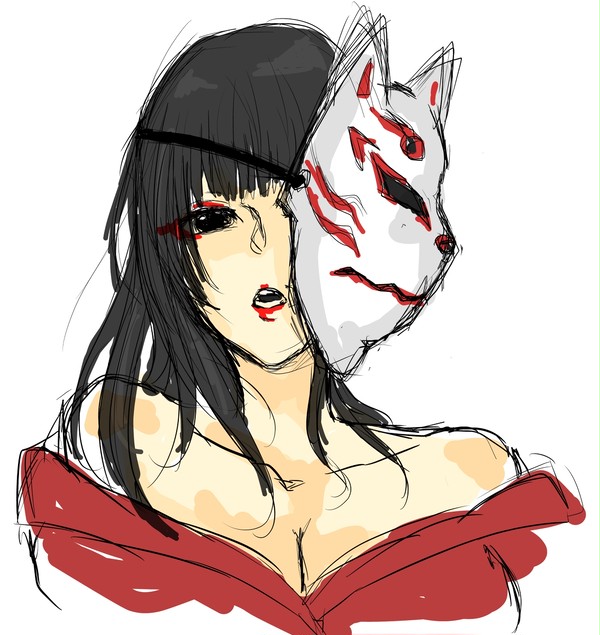女狐落書き着色