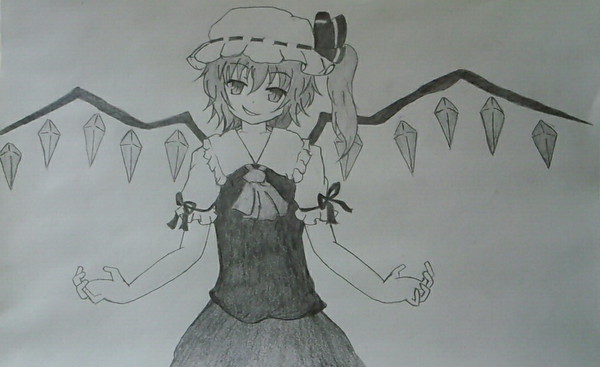 フランドール・スカーレット【影絵アレンジ・シャーペン画】