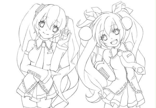 【塗り絵】雪桜ミク