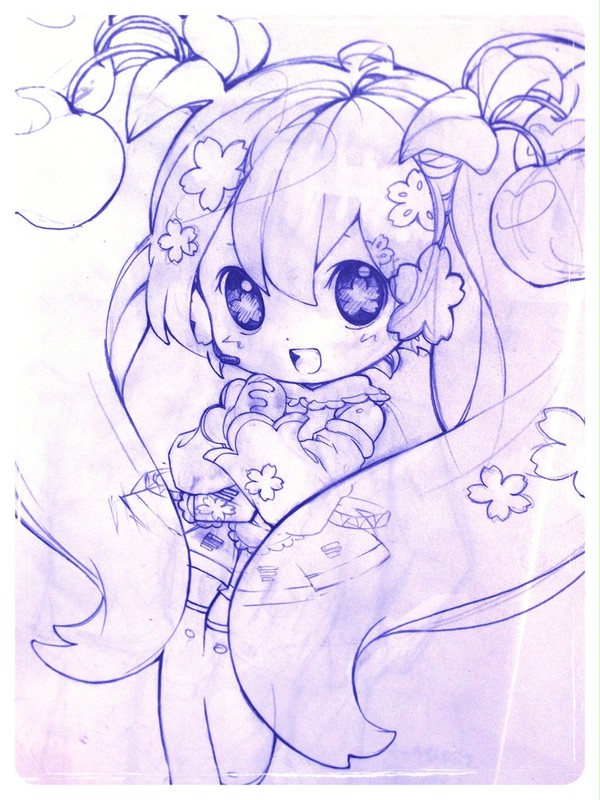 桜ミクらくがき。