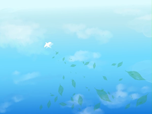鳥と葉っぱと青空