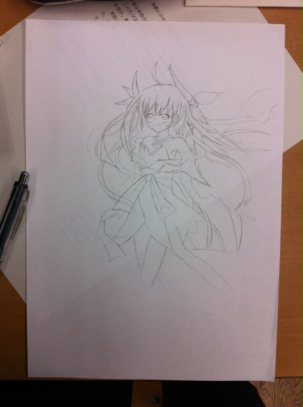 集会中に描いた