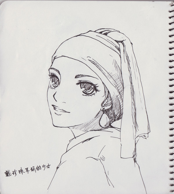 戴珍珠耳环的少女