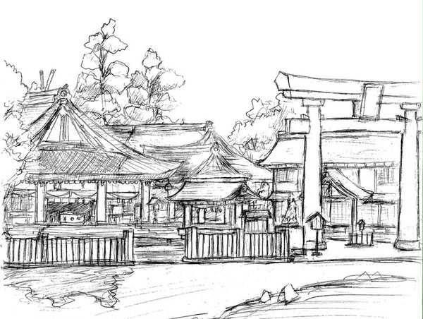神社スケッチ
