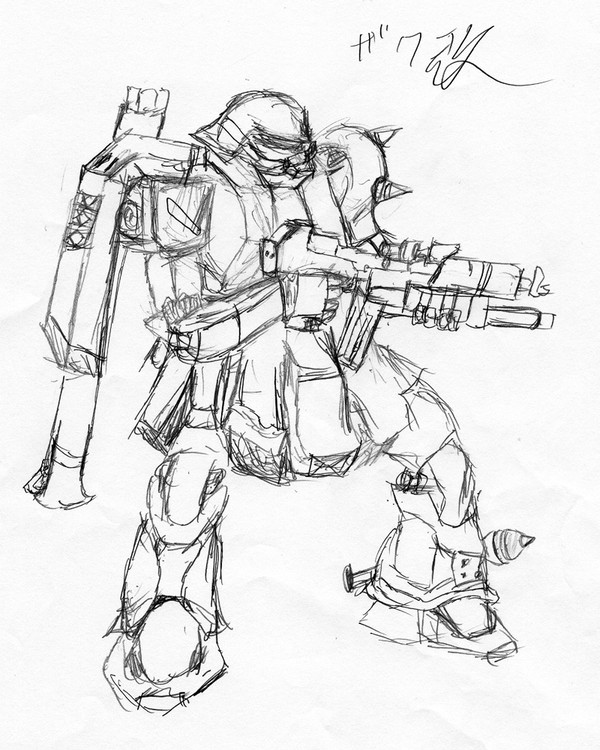 ザクⅡ改、模写、らくがき、描きたくなったので描いてみた