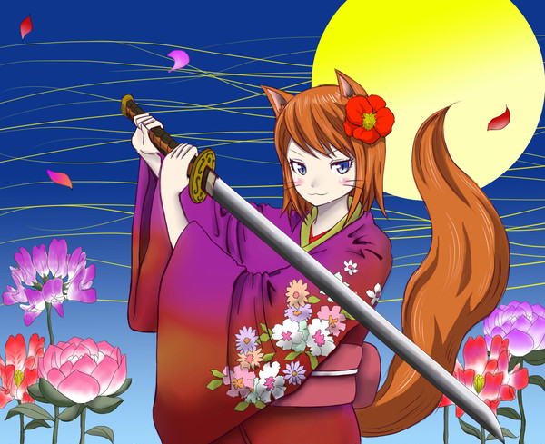 月夜の狐娘