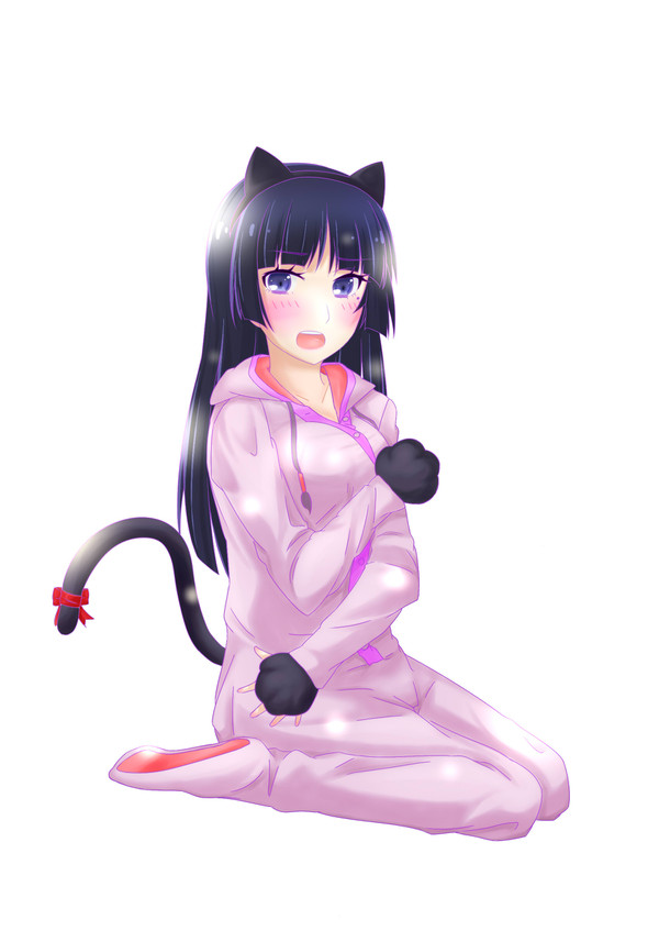 黒猫可愛い。つなぎパジャマ。
