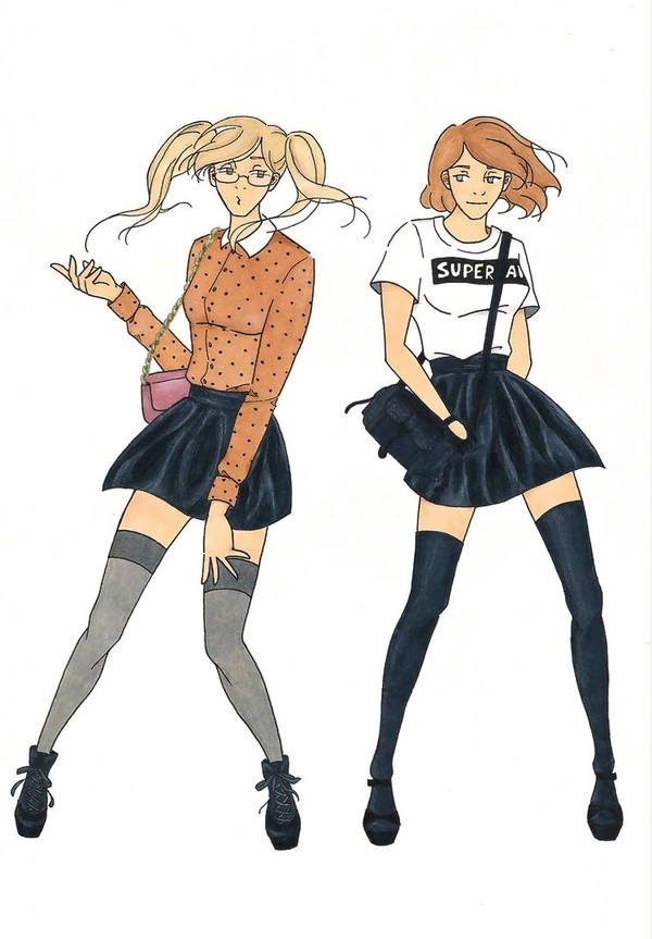 Leather skirts.