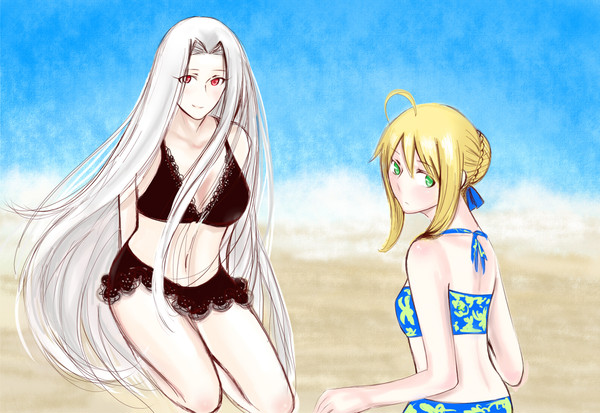 Irisviel and saber セイバーとアイリスフィール