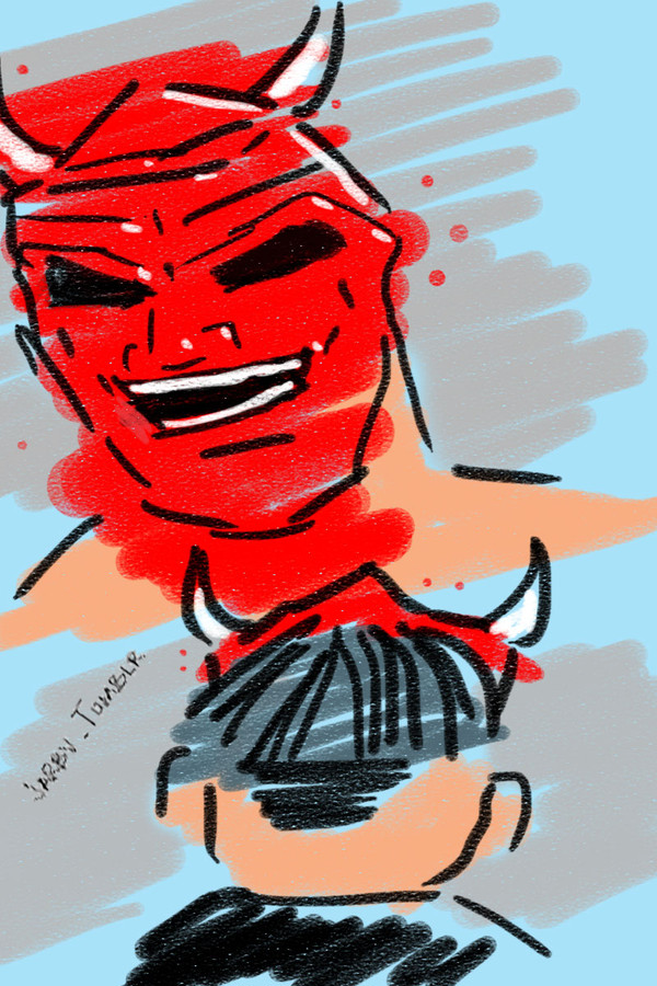 boy with the demon mask