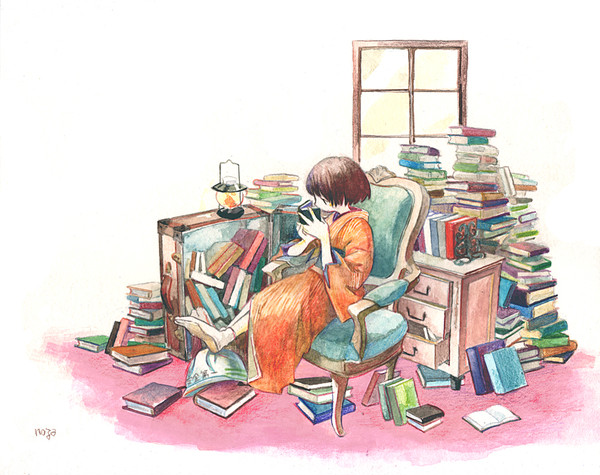 積もつた本を読みませう