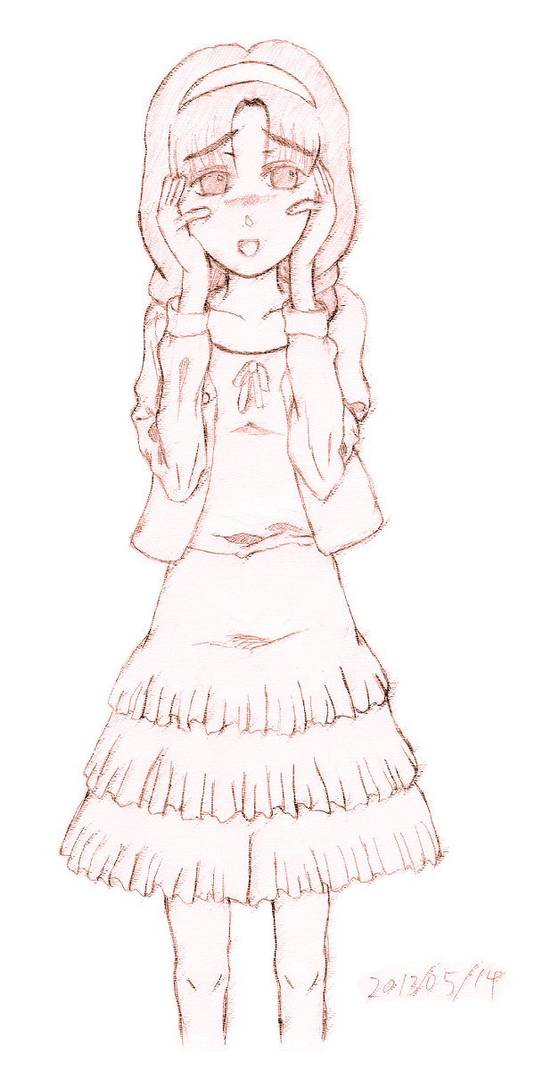 女の子、ロングヘア、模写、気晴らしに描きました。