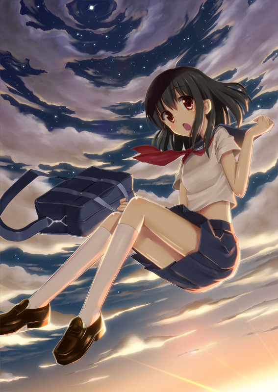 夕空下校