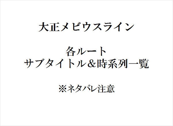 【大正メビウスライン】サブタイトル＆時系列一覧【ネタバレ注意】