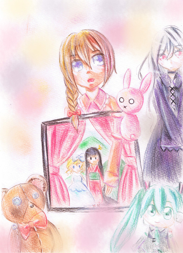 人形に囲まれた女の子