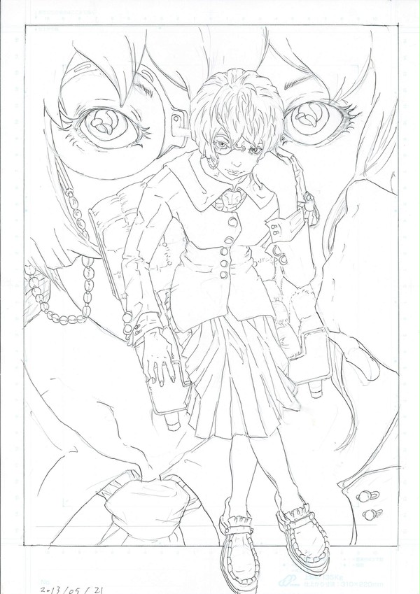 極右のあさがやちゃん。線画