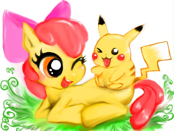 Applebloom and Pikachu