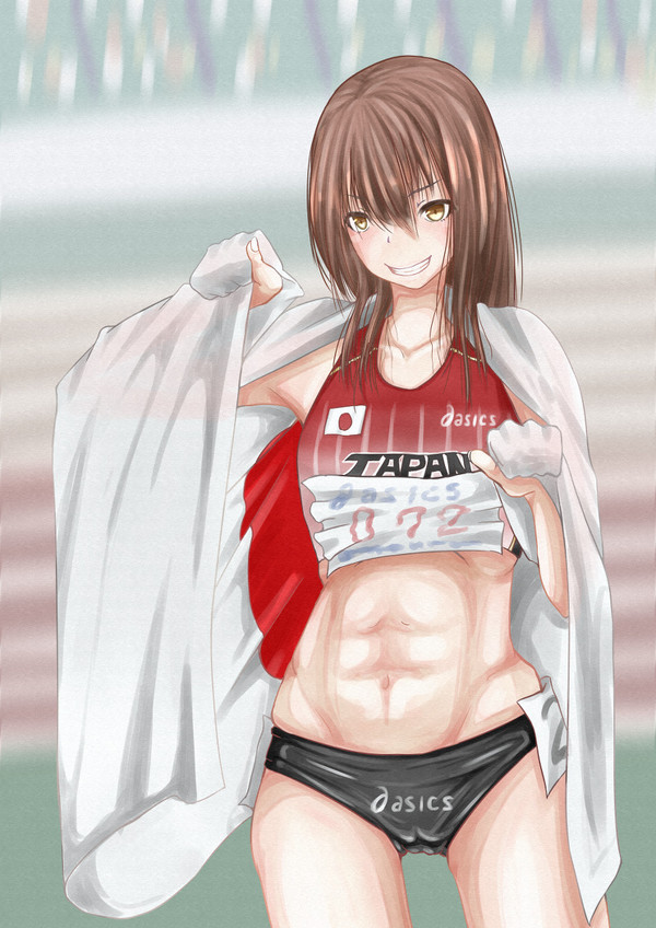 女子陸上部員の腹筋
