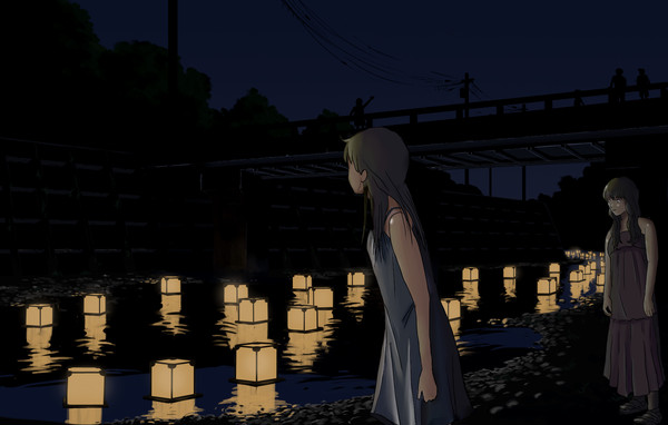 灯篭流しと女子