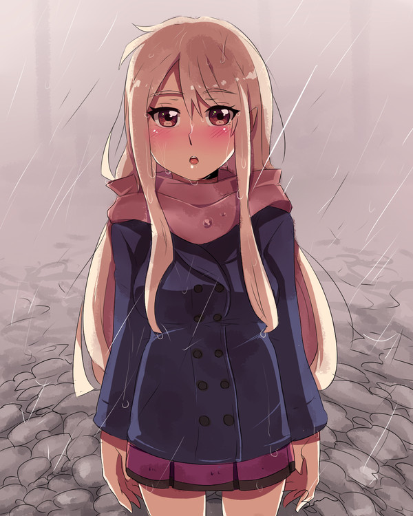 雨の中で