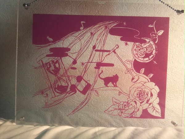 切り絵:猫とバラ