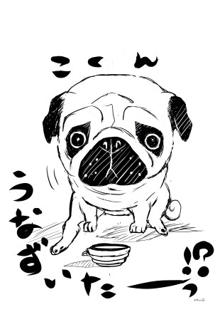 うなずくパグ