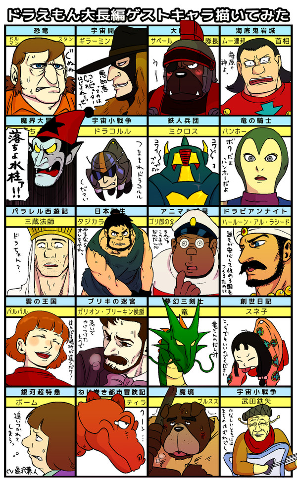 ドラえもん大長編ゲストキャラ描いてみた