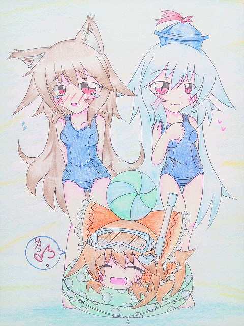 落書き(月と水着とゆっくりさんと♪)