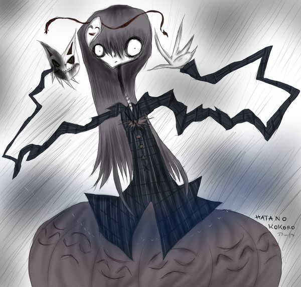 バートンのスタイル秦こころを描いてみた。