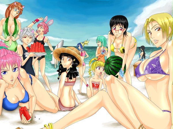 真夏のビーチで