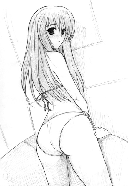 恥じらう水着