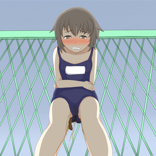 スク水で脱糞