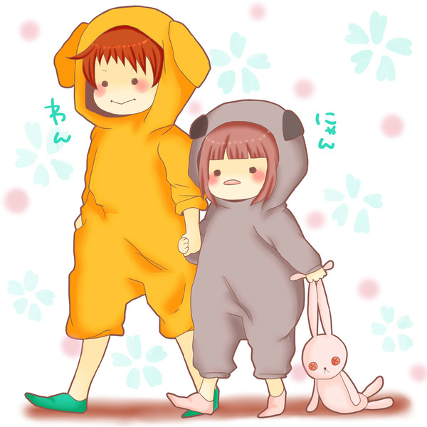 おっきいわんことちっさいにゃんこ
