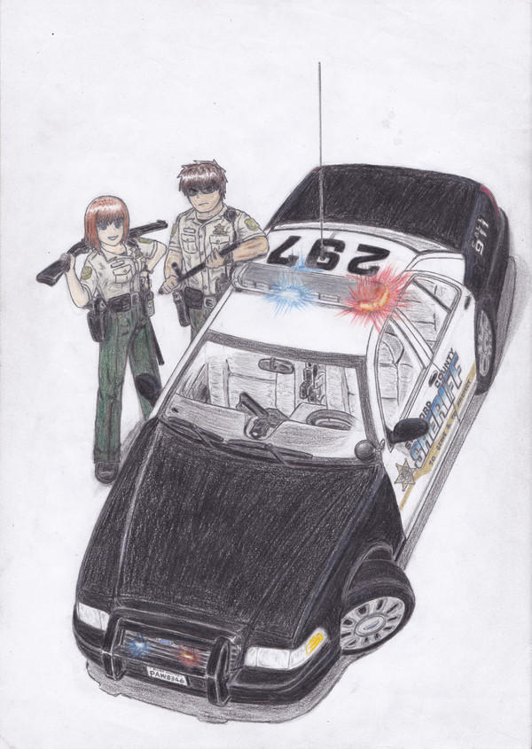 色鉛筆でパトカー描いてみた