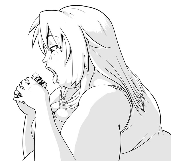 BBW eating tasty burger