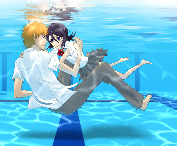水中で