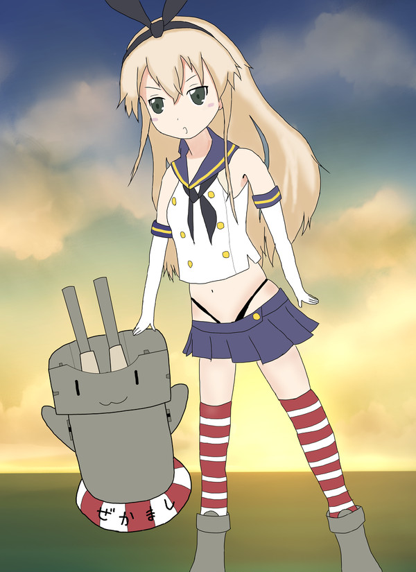 夕焼けの島風&連装砲ちゃん