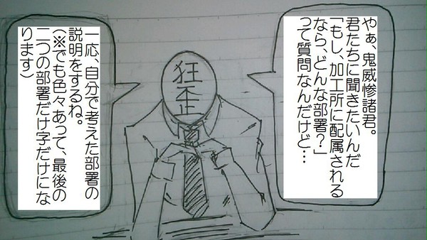 加工所転属希望の鬼威惨たちへ