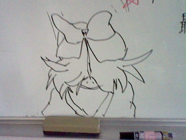 ホワイトボード絵:蛍ちゃんの後ろ姿