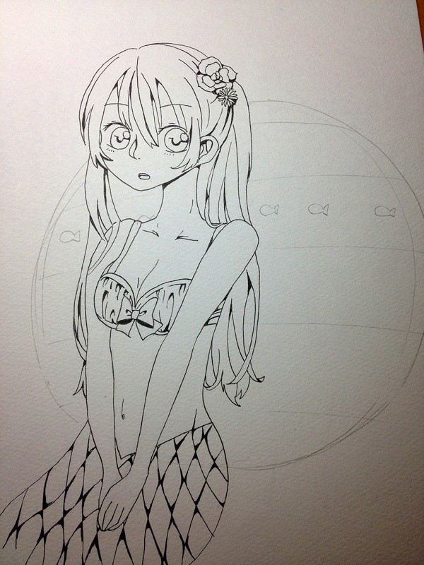 人魚ミク ＊線画
