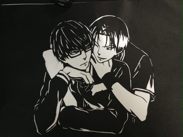 『黒バス』　切り絵　緑間×高尾