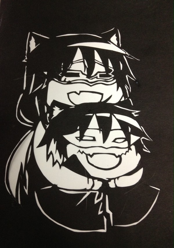『妖狐×僕SS』　１章蜻蛉×２章蜻蛉　切り絵