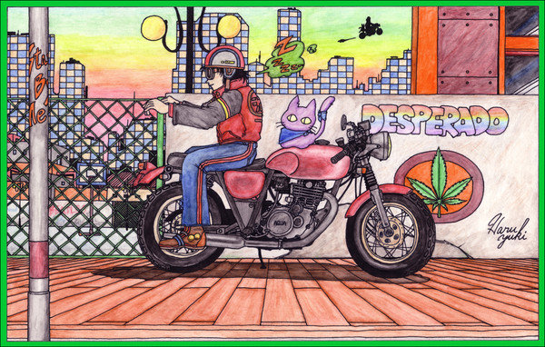 バイクに乗って、いい夢見てます。