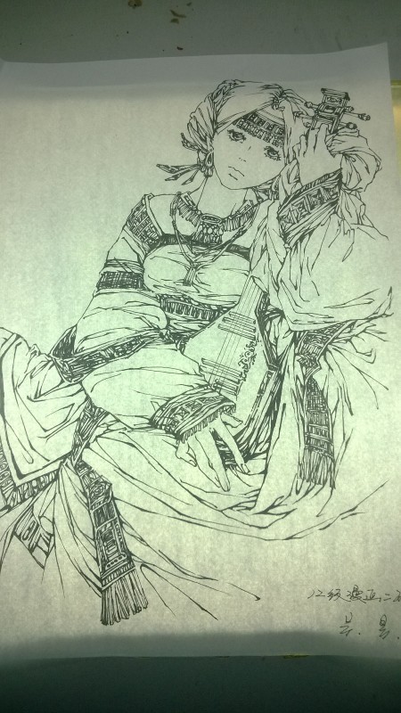 抚琴少女