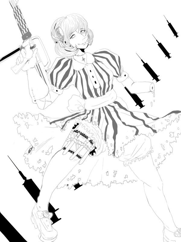 ゾンビ娘（線画）
