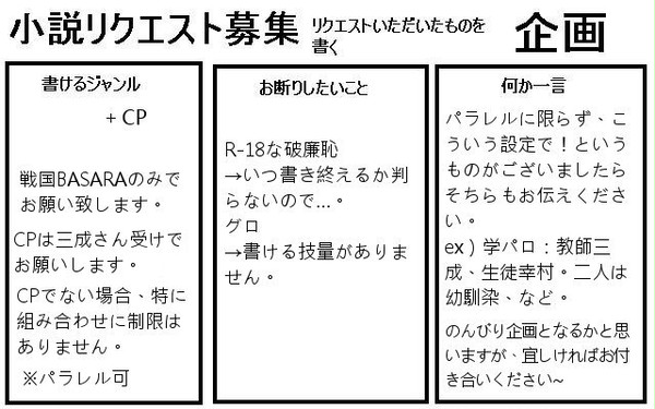 リクエストゆるゆる募集【締め切りました】