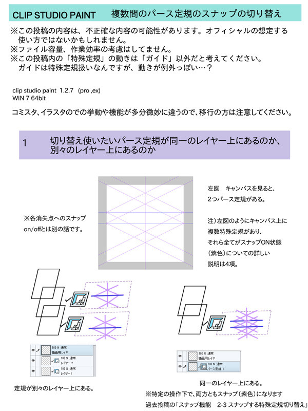 CLIPSTUDIOPAINT 複数あるパース定規の切り替え