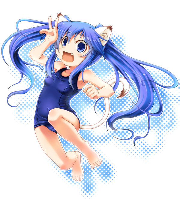 ねこみみスク水な娘さん