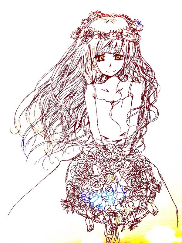 A bouquet and girl